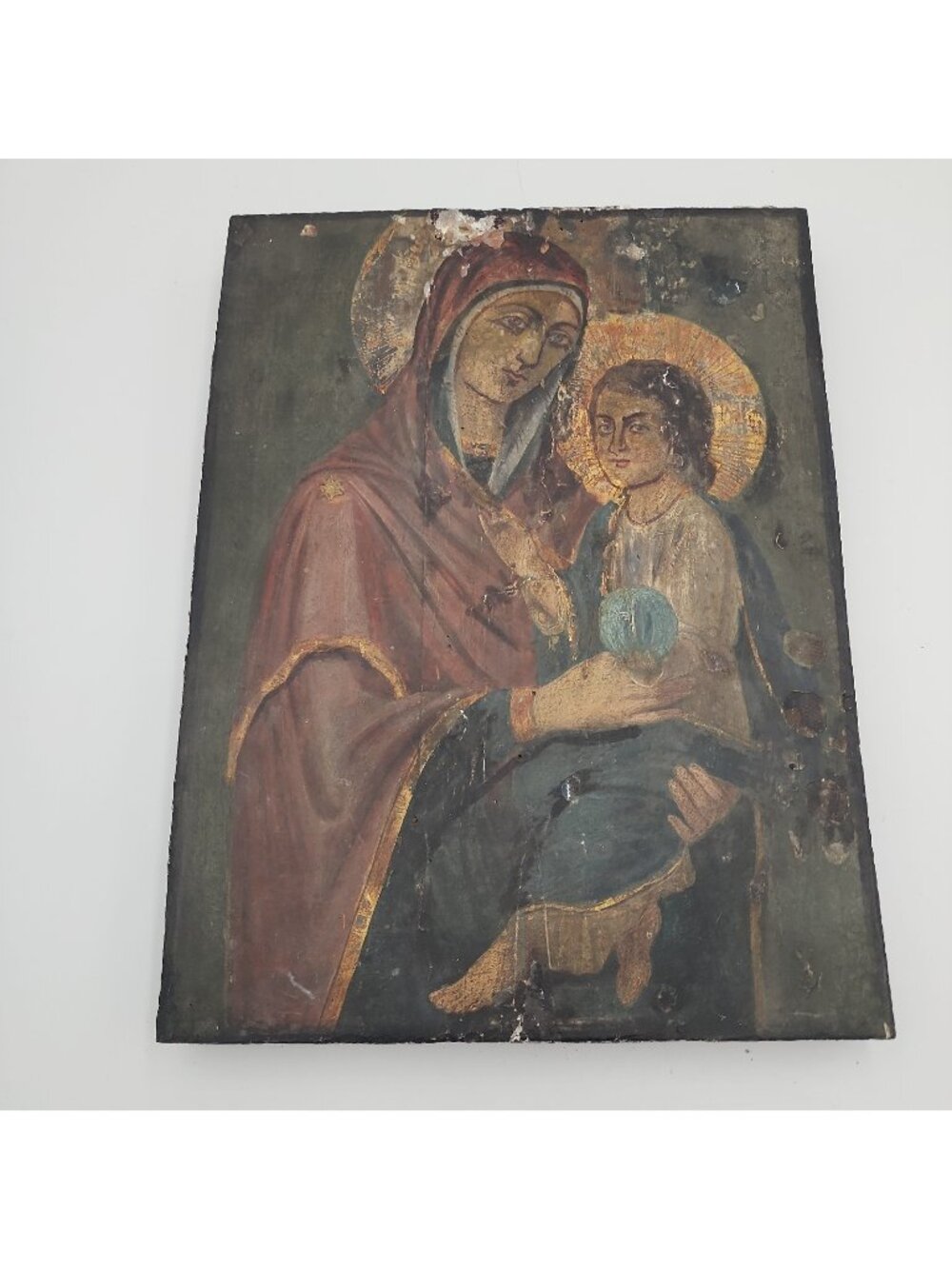 Greek Orthodox Icon 18th Century “Mother Of God” 14x10" On Wood
